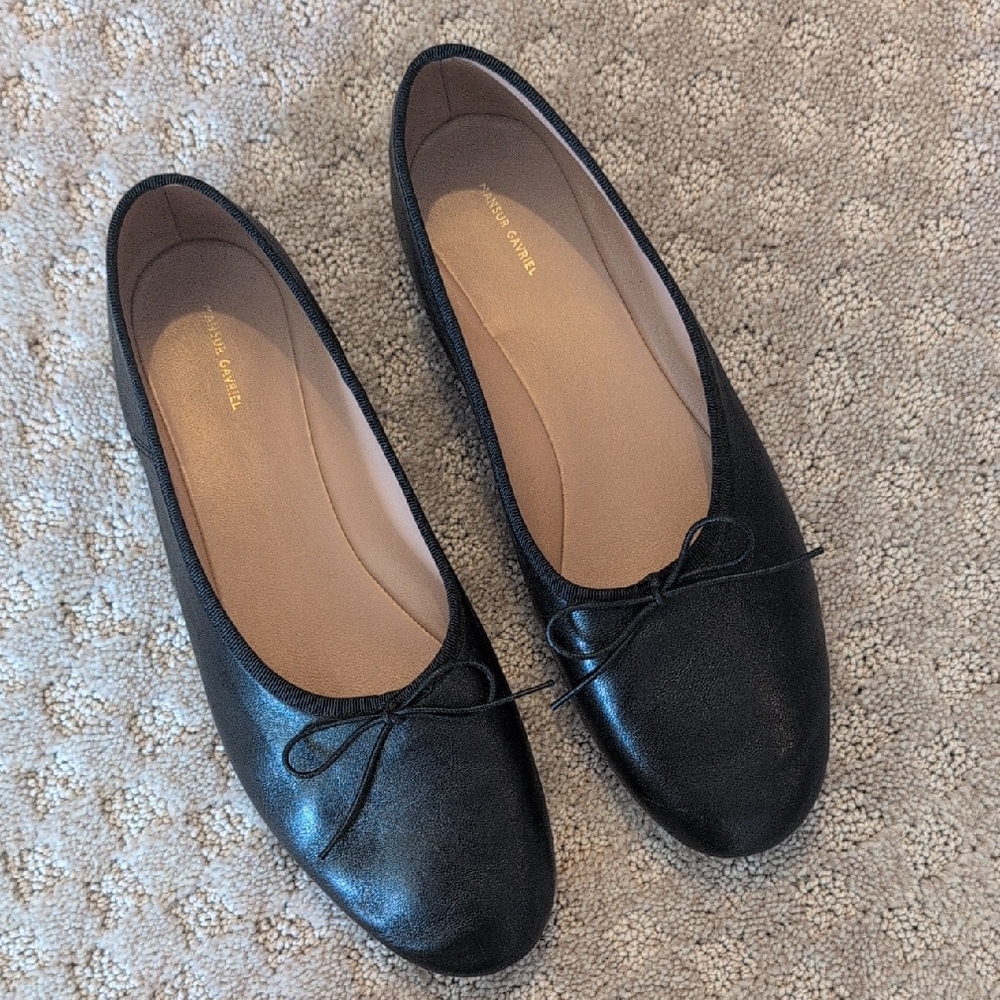 Mansur Gavriel Black Leather Flats
